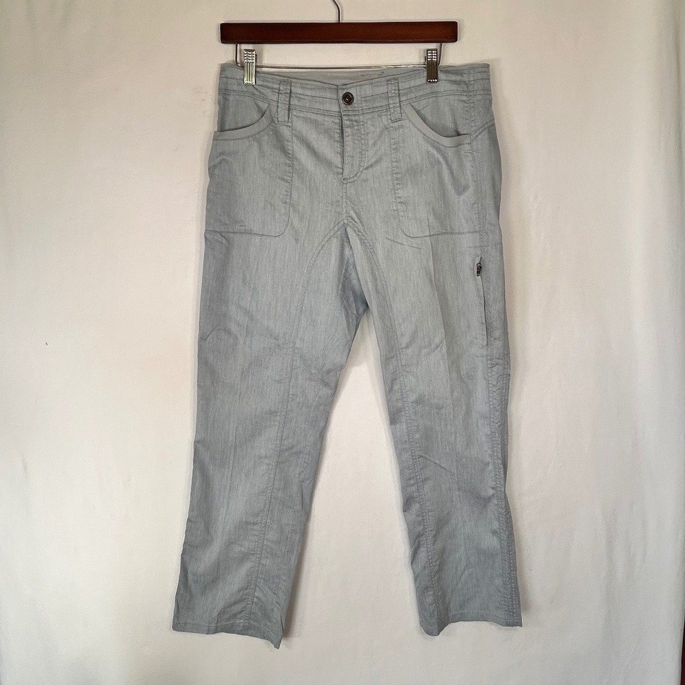 Kuhl Splash Hiking Pants Womens 8 Extra Short Blue Grey Herringbone Zip Pocket